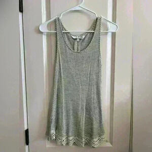 Sonoma green and white striped tank/top Size small w/ eyelet lace on the bottom